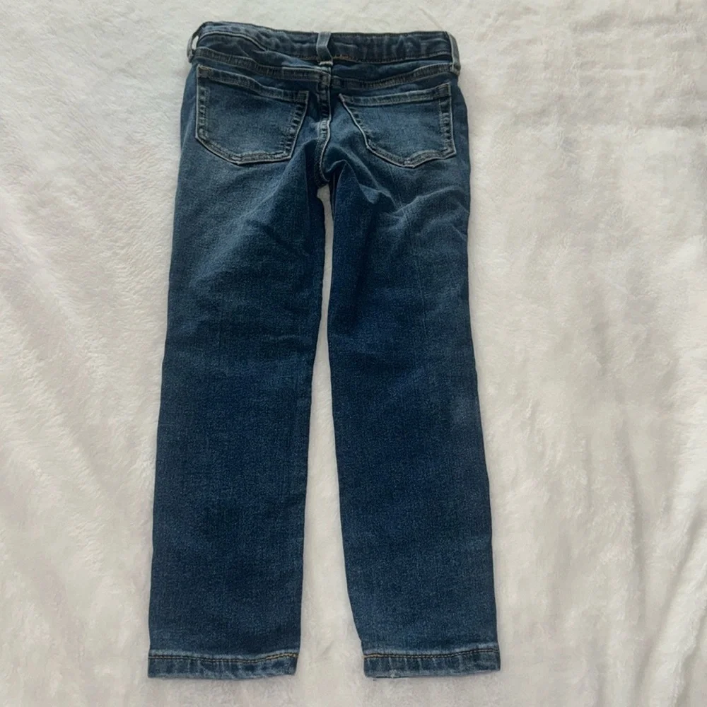 Jumping beans, size 5 adjustable waist blue jeans with sequence patterns on
